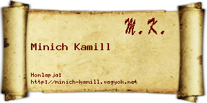 Minich Kamill névjegykártya
